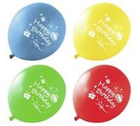 Lot de 8 ballons de baudruches colorés avec inscription Happy Birthday Fackelmann ref 50133 Coloré G