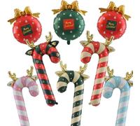Lot de 8 ballons de décoration de Noël en forme de canne à sucre d'orge et ballons décoratifs de Noël, décorations de fête pour sapin de Noël, anniversaire, fête au pays des merveilles d'hiver