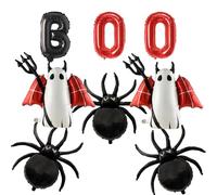 Lot de 8 ballons d'Halloween fantôme, araignée noire, ballons en aluminium pour décorations de fête d'Halloween
