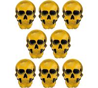 Lot de 8 ballons en aluminium en forme de tête de mort dorée pour Halloween et décoration de fête d'anniversaire effrayante, doré, noir, 76 cm