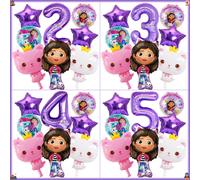 Lot de 8 ballons en aluminium Gabby Dollhouse, motif chat ange mignon, pour fête d'anniversaire, décoration de dessin animé, fournitures de fête prénatale, ballons à l'hélium 10pcs mixed 10in