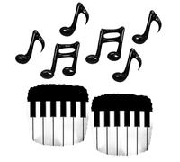 Lot de 8 ballons en aluminium pour piano - Ballons clavier de piano de 45,7 cm et 6 ballons en forme de note de musique | Décorations d'anniversaire de piano | Récital de musique, nuit jazz