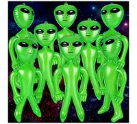 Lot de 8 ballons gonflables d'Halloween extraterrestres de 89,9 cm et petit extraterrestre de 53,3 cm pour fête extraterrestre, Halloween, Noël, décoration d'anniversaire (vert)