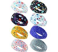 Lot de 8 bandeaux d'allaitement avec boutons pour infirmières, médecins, femmes, protège-visage, protège-oreilles, antidérapants, élastiques, larges bandages pour spa, yoga, sport, entraînement (frais