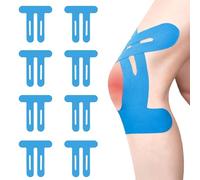 Lot de 8 bandes de kinésiologie prédécoupées pour les douleurs au genou avec un confort de port parfait, bande de sport douce pour la peau, imperméable et élastique pour les douleurs au genou