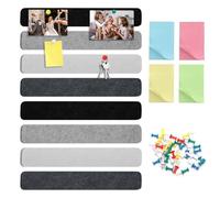 Lot de 8 bandes en liège - Avec 30 punaises et autocollants - Tableau d'affichage autocollant - Tableau en feutre pour accrocher des photos - Tableau bulletin - Décoration murale pour notes de bureau