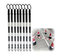 Lot de 8 barres coniques rétractables de 4 à 6,6 pi, barrières de cônes route accrocheuses for salle sport/stades, bielle conique portable for créer barrières(Black and White)