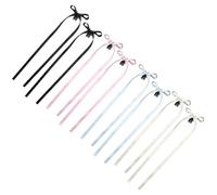 Lot de 8 barrettes à cheveux avec nœud et long ruban, élégantes décorations colorées pour filles
