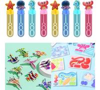 Lot de 8 bâtonnets d'eau à bulles sur le thème des animaux marins, 50 puzzles éducatifs 3D de dessin animé, cadeau d'anniversaire pour enfants, cadeau de carnaval pour garçons et filles, cadeaux de