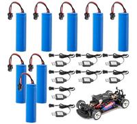 Lot de 8 batteries Li-ion 18650 3,7 V 1200 mAh - Batterie Li-ion avec 8 prises SM-2P Plug & câble de charge USB - Batterie de rechange Li-ion - Batterie de rechange RC - Pour chars, voitures,