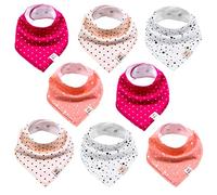Lot de 8 bavoirs triangulaires pour bébé - Unisexe - En coton - Avec boutons-pression réglables - Pour bébé garçon et fille - Ensemble fille