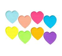 Lot de 8 blocs de notes adhésifs colorés en forme de cœur pour l'école, le bureau, les essentiels lignés, les notes autocollantes en forme de cœur, l'écriture simple pour l'école