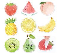 Lot de 8 blocs de notes adhésives en forme de fruit - 8,1 x 8,1 cm - Aquarelle - Fruits d'été mignons - Blocs-notes autocollants amusants - Notes de message en papier pour rappels et études