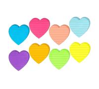 Lot de 8 blocs de notes autocollantes lignées en forme de cœur coloré pour le bureau, l'école, l'écriture simple pour l'école