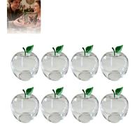 Lot de 8 bocaux de rangement en plastique transparent en forme de pomme avec couvercles pour petites pièces et bonbons, décoration de comptoir et boîtes à dragées (11 x 10 cm)