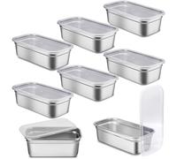 Lot de 8 boîtes alimentaires en acier inoxydable avec couvercles, 3600 ml, pour réfrigérateur, réutilisables, empilables, pour cuisine, restaurant, hôtel, snack, buffet, salade, 32 x 17 x 10 cm