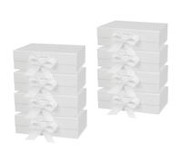 Lot de 8 boîtes cadeaux avec couvercle pour cadeaux, 23 x 17 x 7 cm, avec ruban et magnétique, grande fermeture pour Noël, Hanouka, fête des pères, mariages, anniversaires, cadeaux de mariés (blanc)