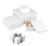 Lot de 8 boîtes cadeaux carrées blanches avec couvercles - Emballage polyvalent pour loisirs créatifs, cadeaux de mariage, cadeaux d'anniversaire (9 à 20 cm)