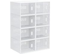 HOMCOM Lot de 8 boites cubes rangement à chaussures modulable avec portes transparentes - dim. 25L x 35l x 19H cm