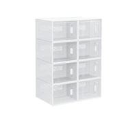 HOMCOM Lot de 8 boites cubes rangement à chaussures modulable avec portes transparentes - dim. 25L x 35l x 19H cm