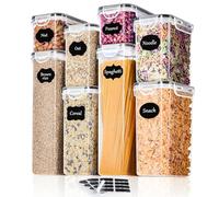 Lot de 8 boîtes de conservation avec couvercle hermétique, sans BPA, capacité totale de 14 l, boîte de rangement de cuisine, anti-mites, pour céréales, farine, céréales, avec étiquettes