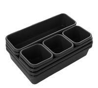 Lot de 8 boîtes de rangement pour tiroirs - Boîtes de maquillage, cosmétiques et articles ménagers, Black X 2, Taglia Unica