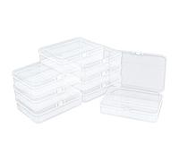 Lot de 8 boîtes de rangement rectangulaires en plastique avec couvercle à charnière pour perles et travaux manuels, 115 x 85 x 28 mm (translucide)