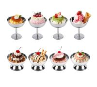 Lot de 8 bols à crème glacée, tasses à dessert en acier inoxydable (8, hauts + courts)
