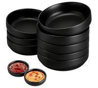 Lot de 8 bols à sauce, noirs, ronds, pour sauce soja, crème brûlée, petits bols pour sushis, collations, épices, sauces, tapas, sauce tomate