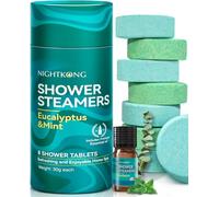 Lot de 8 bombes de douche d'aromathérapie à l'eucalyptus et à la menthe avec un flacon supplémentaire d'huile essentielle d'eucalyptus de 5 ml, cadeaux de Noël pour adultes, cadeaux