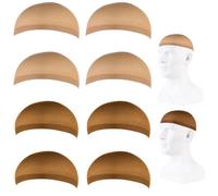 Lot de 8 bonnets de perruque en nylon respirant HD et filet à cheveux, support de perruque extensible pour perruques avec dentelle frontale, bonnet chauve pour femme