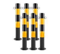 Lot de 8 bornes de stationnement robustes en acier pour contrôle de la circulation et barrières d'allée - Bande réfléchissante et boulons d'ancrage