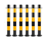 Lot de 8 bornes de stationnement robustes en acier pour contrôle de la circulation et barrières d'allée - Bande réfléchissante et boulons d'ancrage