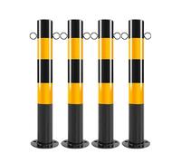 Lot de 8 bornes de stationnement robustes en acier pour contrôle de la circulation et barrières d'allée - Bande réfléchissante et boulons d'ancrage