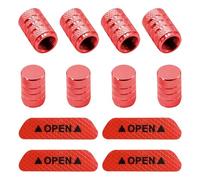 Lot de 8 bouchons de valve, 1 jeu d'autocollants réfléchissants, bouchons anti-poussière de voiture, accessoires de voiture rouges, bouchons anti-poussière de vélo, housses de pneu de voiture