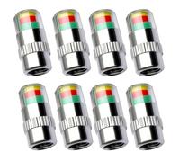 Lot de 8 Bouchons de Valve avec Indicateur de Pression des Pneus, Affichage 3 Couleurs pour Surveillance de Pression, Antivol, Cache-Poussière Universel pour Voitures, Motos et Vélos