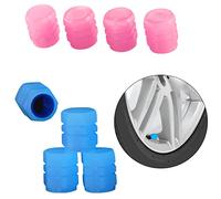 Lot de 8 bouchons de valve de pneu lumineux pour voiture, moto, voiture électrique, vélo, SUV, etc. (bleu et rose)