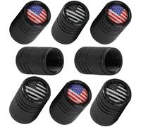 Lot de 8 bouchons de valve de pneu - Motif drapeau américain (4 colorés et 4 noirs blancs), bouchons métalliques étanches avec doublure en plastique, résistants à la corrosion, ajustement universel