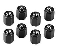 Lot de 8 bouchons de valve de voiture en aluminium avec inscription, marqueur de pneu pour voiture, SUV, etc., noirs