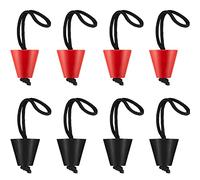 Lot de 8 bouchons de vidange en silicone pour kayak avec cordon (rouge, noir)