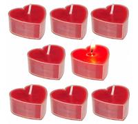 Lot de 8 bougies chauffe-plat en forme de cœur - Environ 4 x 4 cm - Couleurs au choix : rouge ou blanc - Éclairage romantique pour toutes les occasions (rouge)
