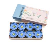 Lot de 8 bougies chauffe-plat parfumées faites à la main avec de l'huile essentielle de néroli dans une boîte cadeau botanique