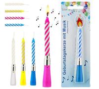Lot de 8 bougies d'anniversaire, avec musique, « Happy Birthday », 4 couleurs, en plastique paraffine, pour gâteau, mélodie d'anniversaire, 1 lot de 8 bougies d'anniversaire