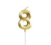 Lot de 8 bougies en forme de chiffre 3D à paillettes dorées - Idéales pour anniversaire, mariage, remise de diplôme