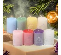 Lot de 8 bougies pilier parfumées coulées à la main sans goutte - 5,1 x 5,1 cm - Non toxiques - Sans fumée - Durables - Pour décoration d'intérieur, salle de bain, mariage