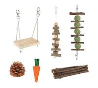 Lot de 8 boules à mâcher pour boules de foin, friandises en bois, balançoire pour chinchilla tamia, moudre les dents, grindin, grindin, poncer les dents, à suspendre, lapins en bois de foin naturel