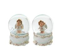 Lot de 8 Boules de Neige avec Figurine d'ange en résine dans des Tons naturels 6,5 x 6,5 x 9 cm