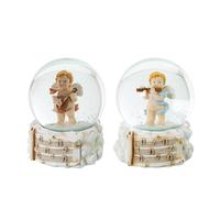 Lot de 8 Boules de Neige avec Figurine d'ange en résine dans des Tons naturels 7 x 7 x 9 cm
