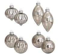 Lot de 8 boules de Noël en verre mercure à suspendre pour sapin de Noël