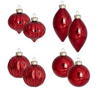 Lot de 8 boules de Noël en verre mercure à suspendre pour sapin de Noël - Décorations de Noël en vrac pour décoration de vacances (rouge)